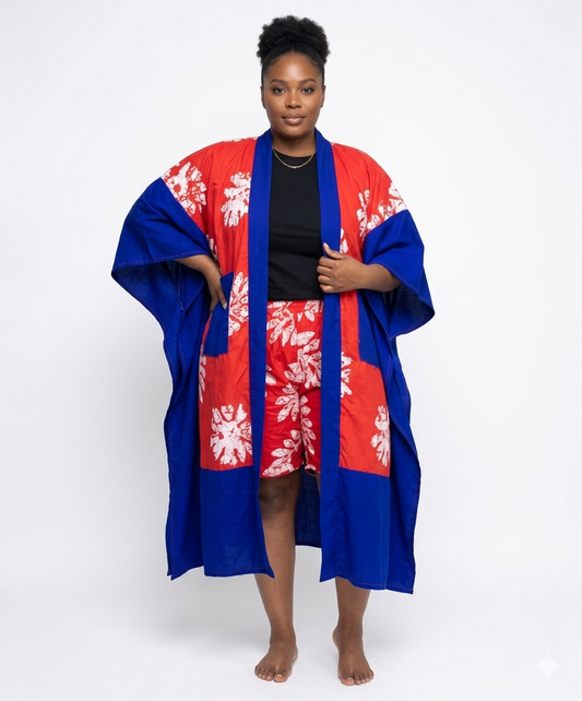 Ankara & Crepe Kimono with Optional Shorts | Agbeke Style