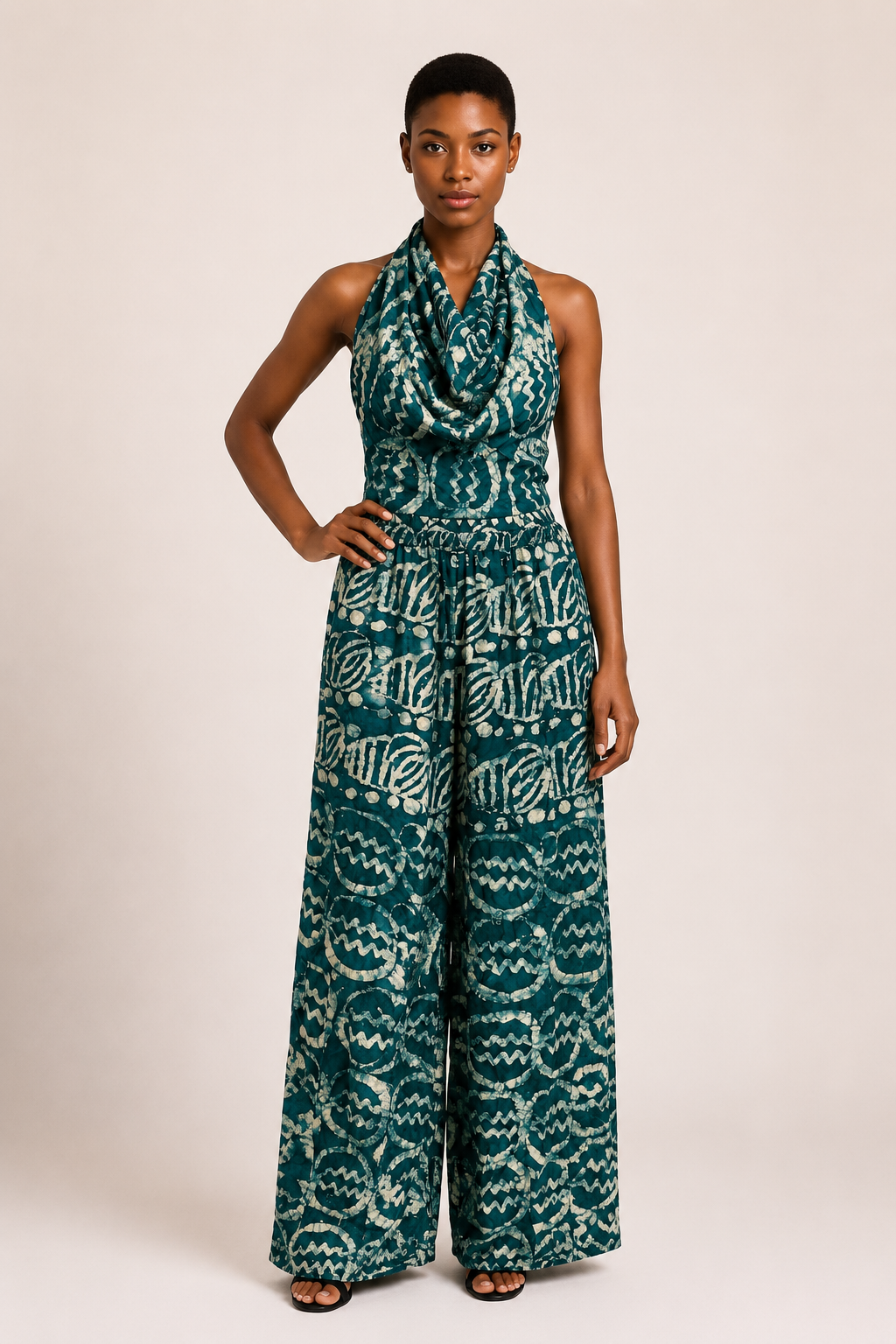 Adire Two-Piece Backless Top & Trousers  | African Print Co-ord| Agbeke Style