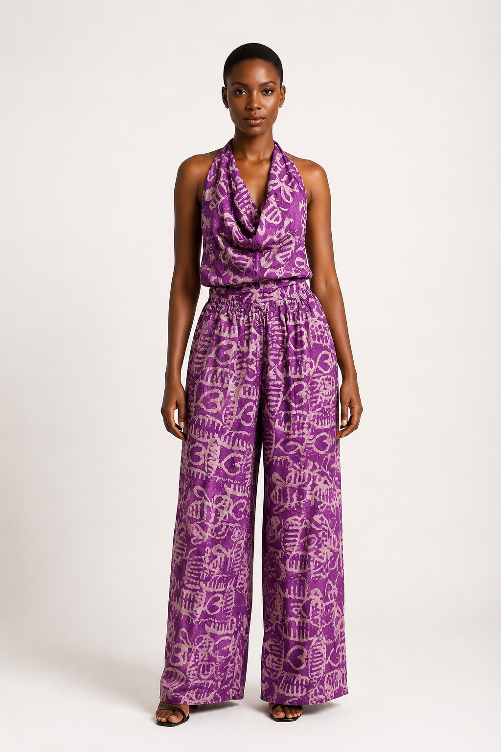 Adire Two-Piece Backless Top & Trousers  | African Print Co-ord| Agbeke Style