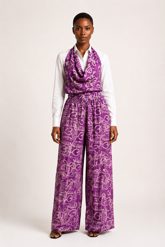Adire Two-Piece Backless Top & Trousers  | African Print Co-ord| Agbeke Style