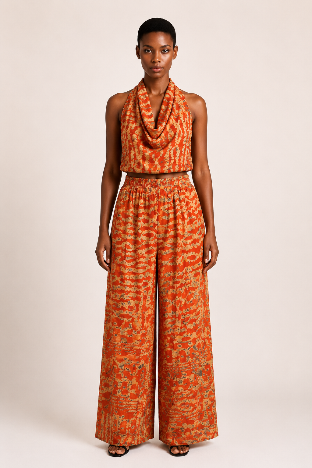 Adire Two-Piece Backless Top & Trousers  | African Print Co-ord| Agbeke Style