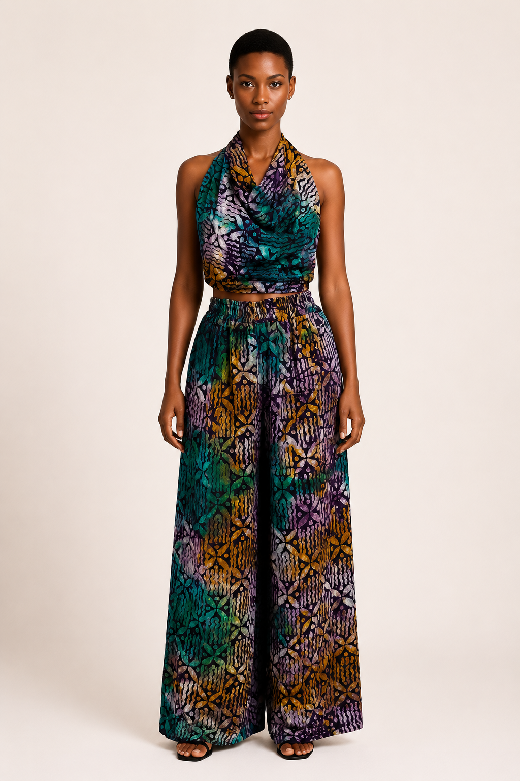 Adire Two-Piece Backless Top & Trousers  | African Print Co-ord| Agbeke Style