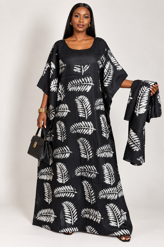 *Guinea Brocade Wide-Sleeve Kaftan Maxi Dress | Agbeke Style