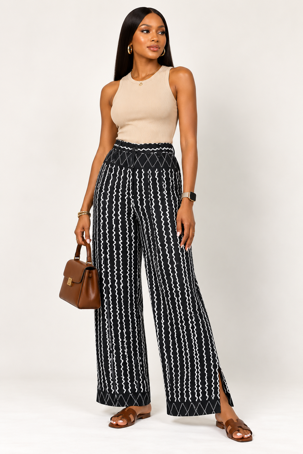Slitted Wide-Leg Drawstring Trousers | Men's African Print Pants | Agbeke Style