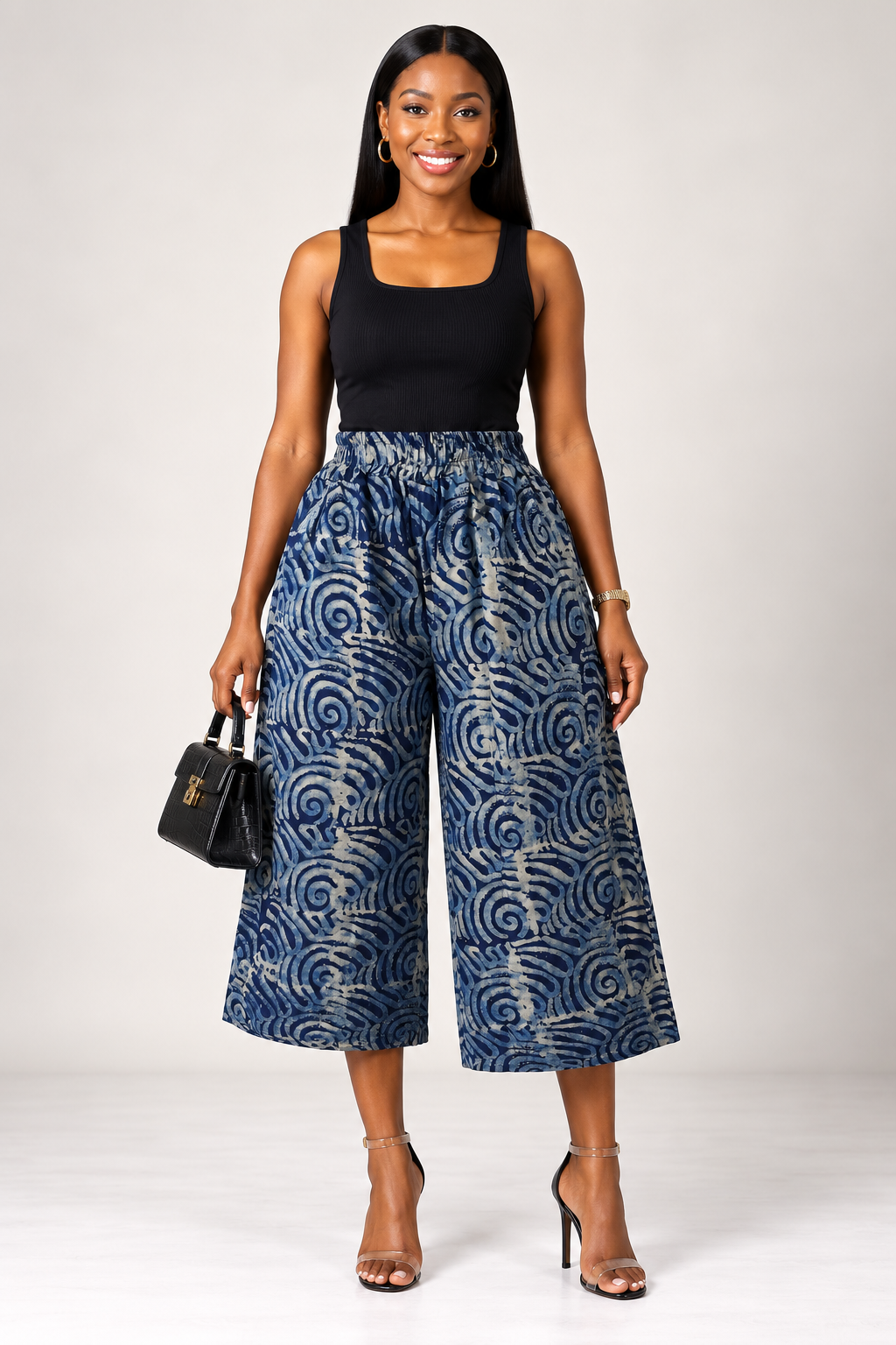 **Adire Wide-Leg Culotte Pants | Agbeke Style