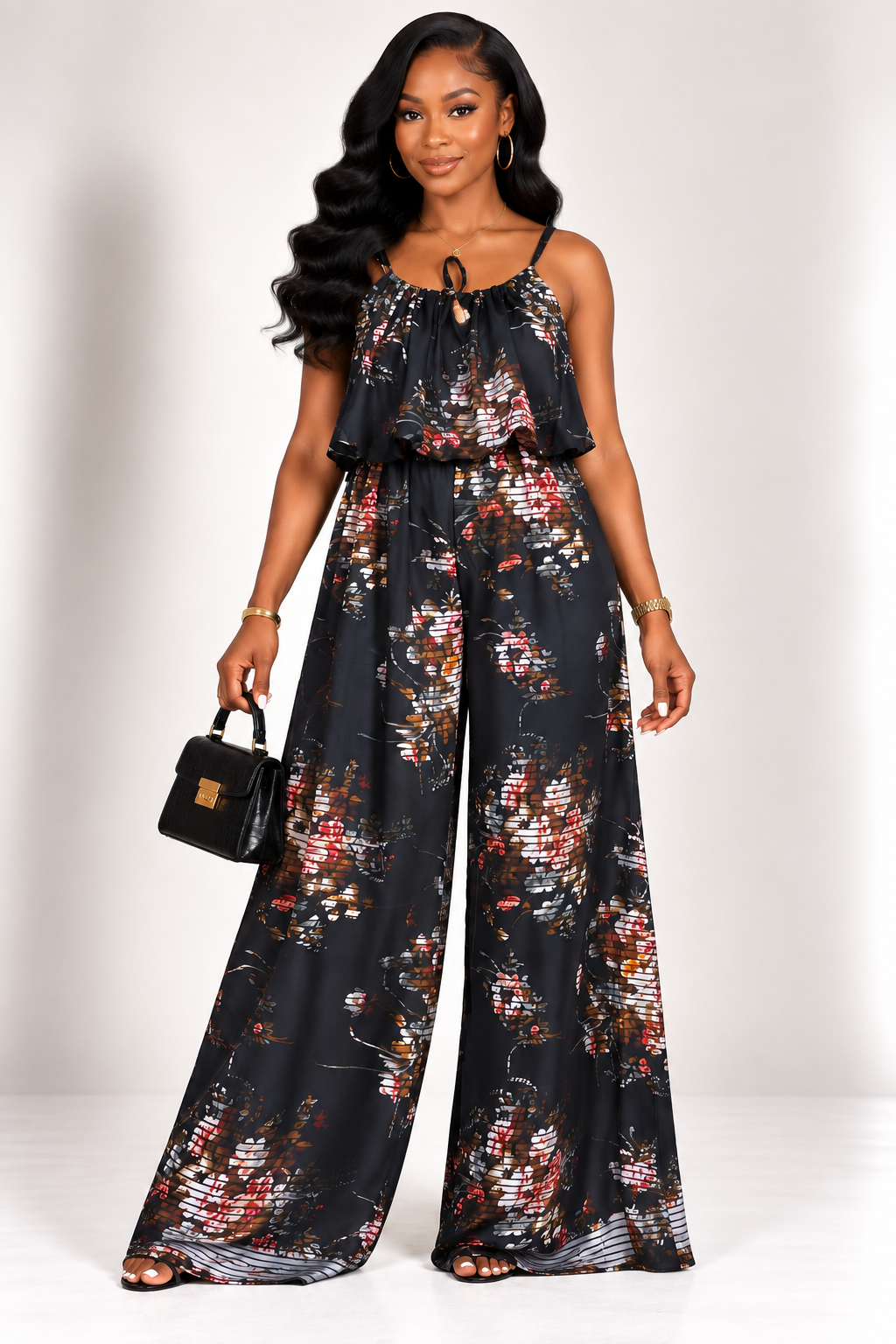 *Chiffon Floral Wide-Leg Jumpsuit | Agbeke Style