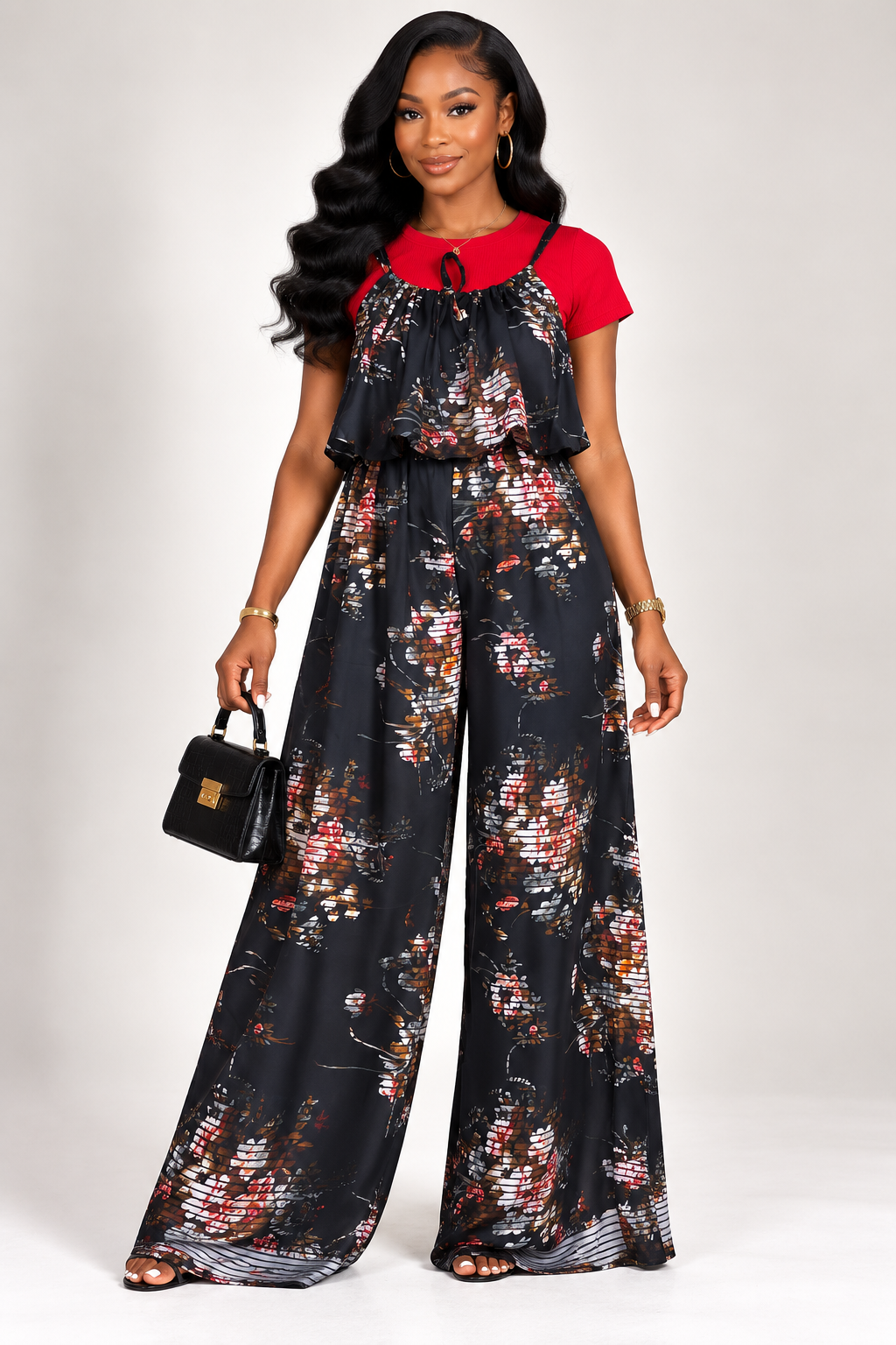 *Chiffon Floral Wide-Leg Jumpsuit | Agbeke Style