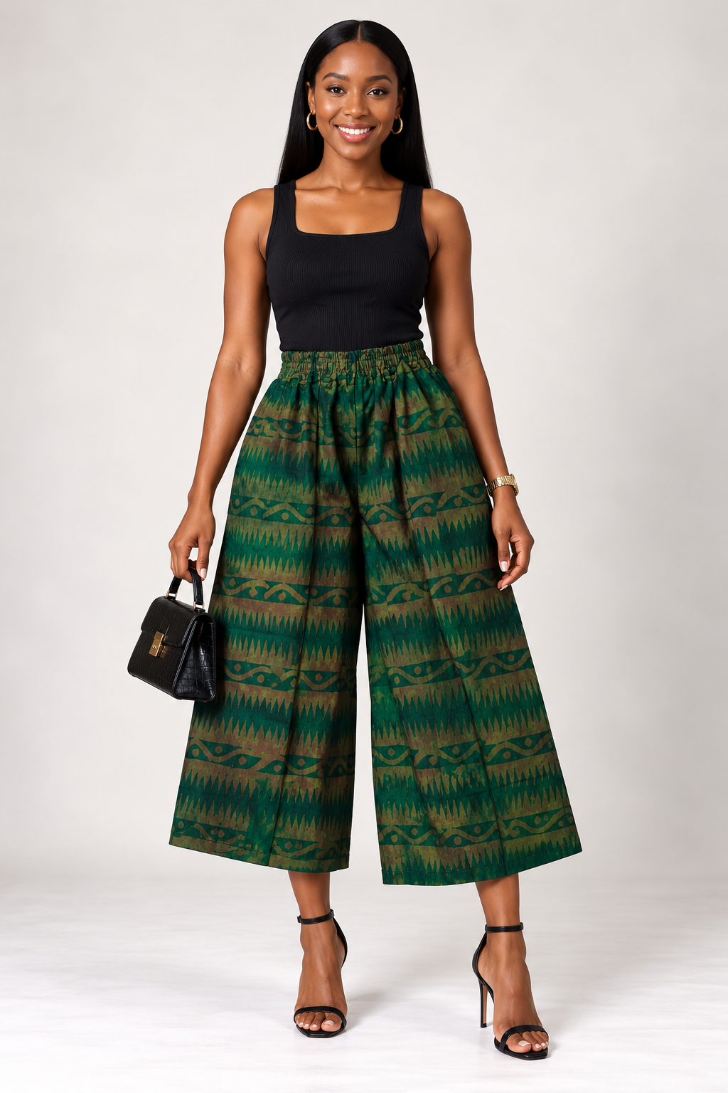 **Adire Wide-Leg Culotte Pants | Agbeke Style
