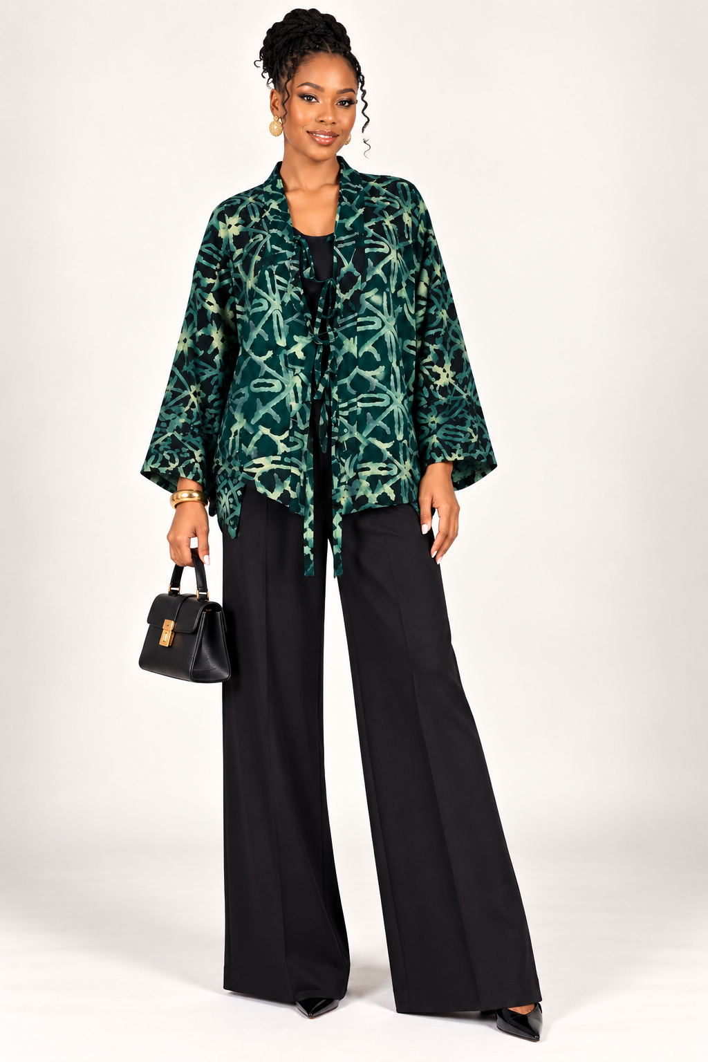 **Adire Tie-Front Kimono Top | Agbeke Style