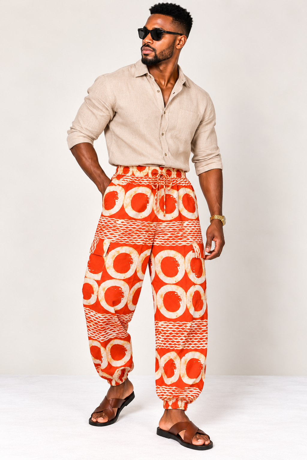 **Tapered Cargo Joggers | Men's African Print Pants | Agbeke Style