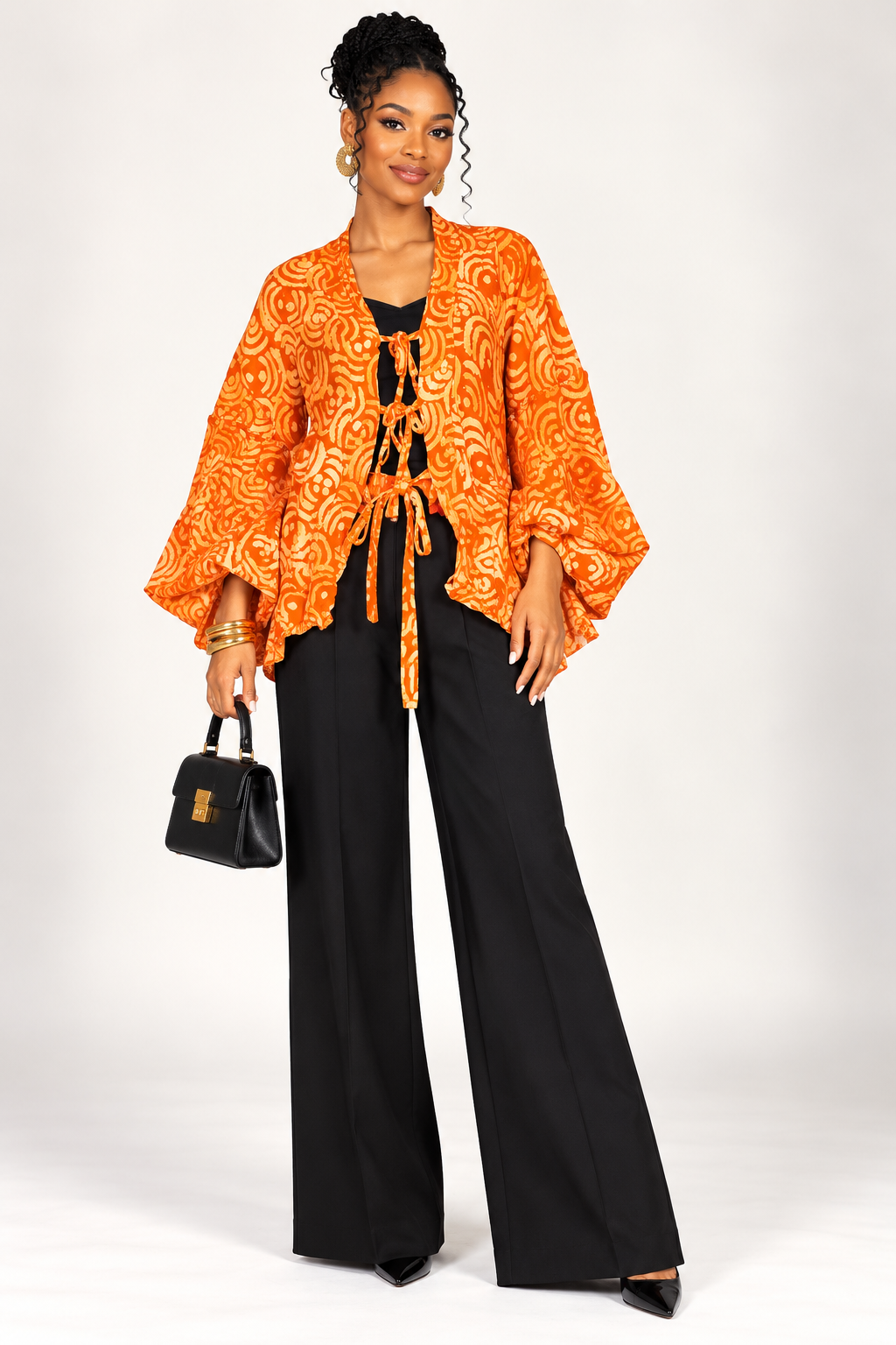 **Adire Tie-Front Kimono Top | Agbeke Style
