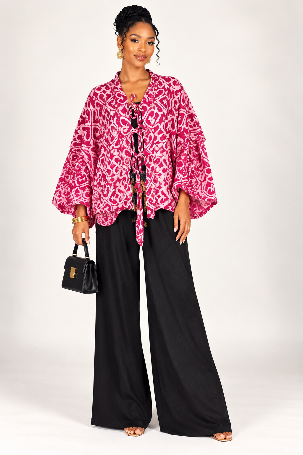 **Adire Tie-Front Kimono Top | Agbeke Style