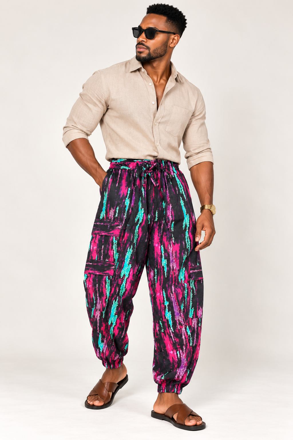 **Tapered Cargo Joggers | Men's African Print Pants | Agbeke Style