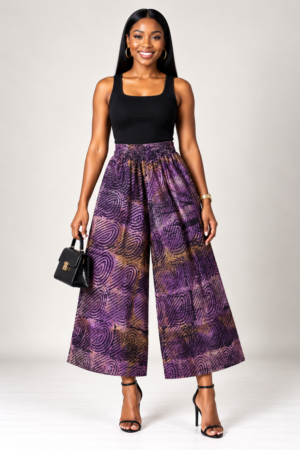 **Adire Wide-Leg Culotte Pants | Agbeke Style