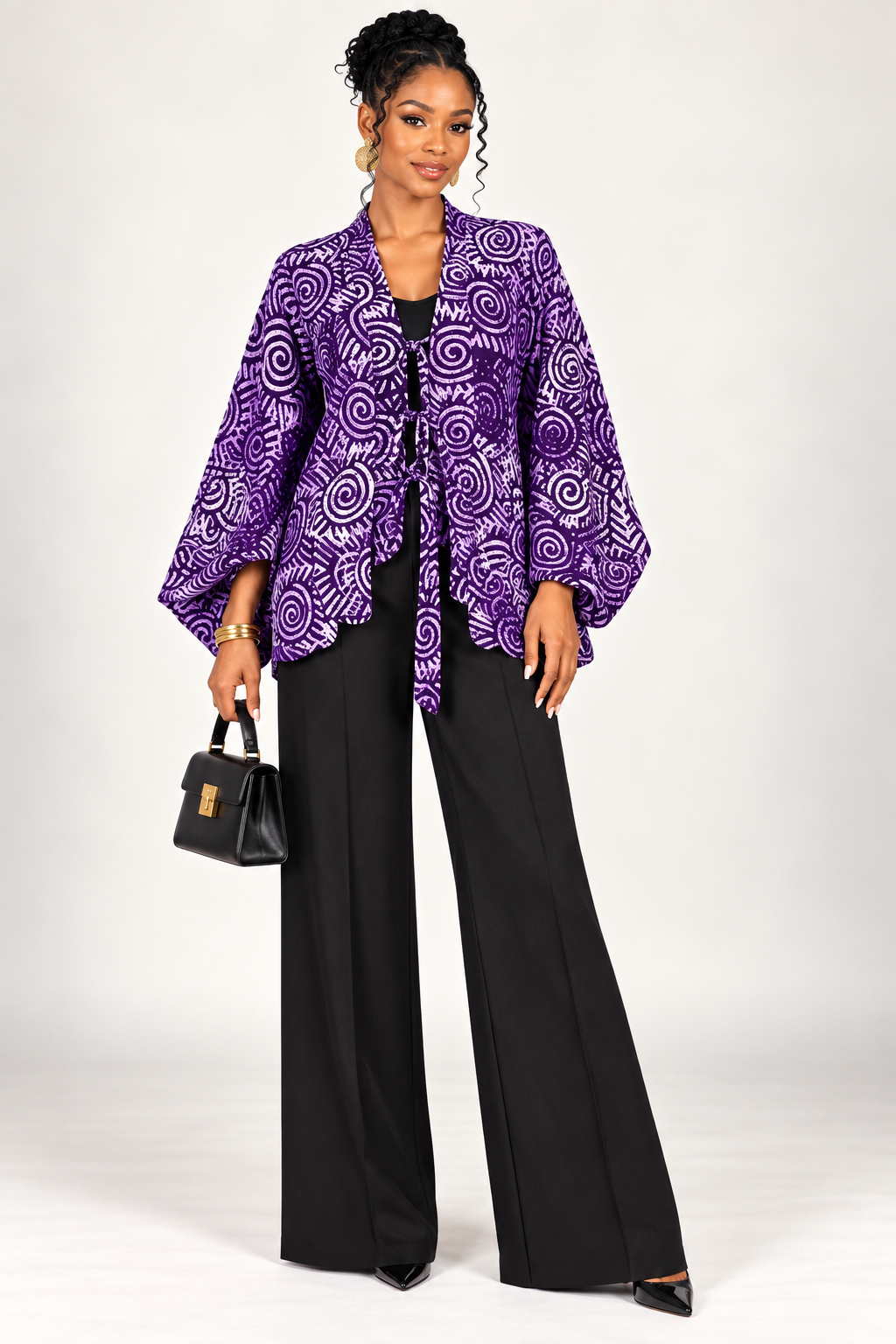 **Adire Tie-Front Kimono Top | Agbeke Style