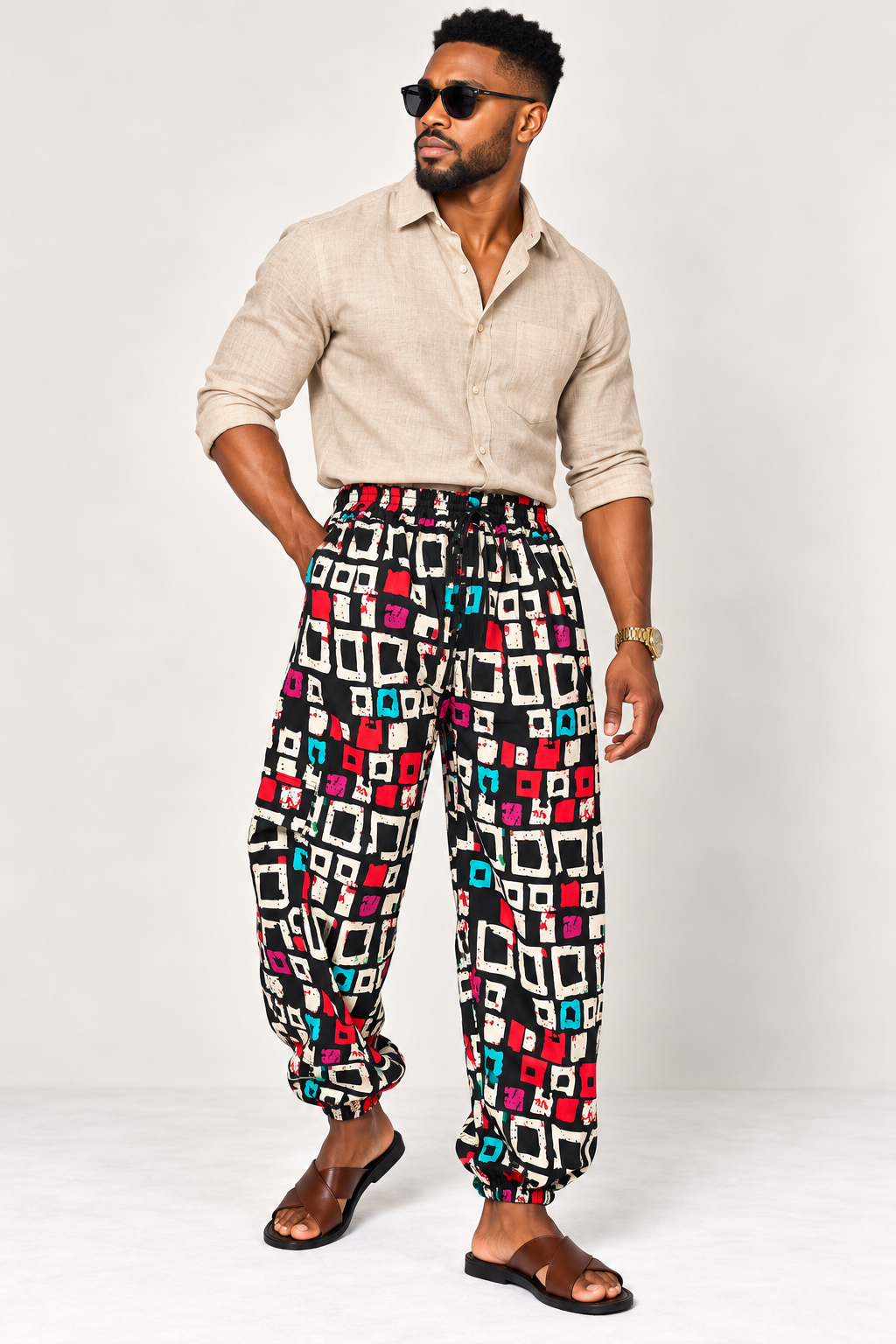**Tapered Cargo Joggers | Men's African Print Pants | Agbeke Style