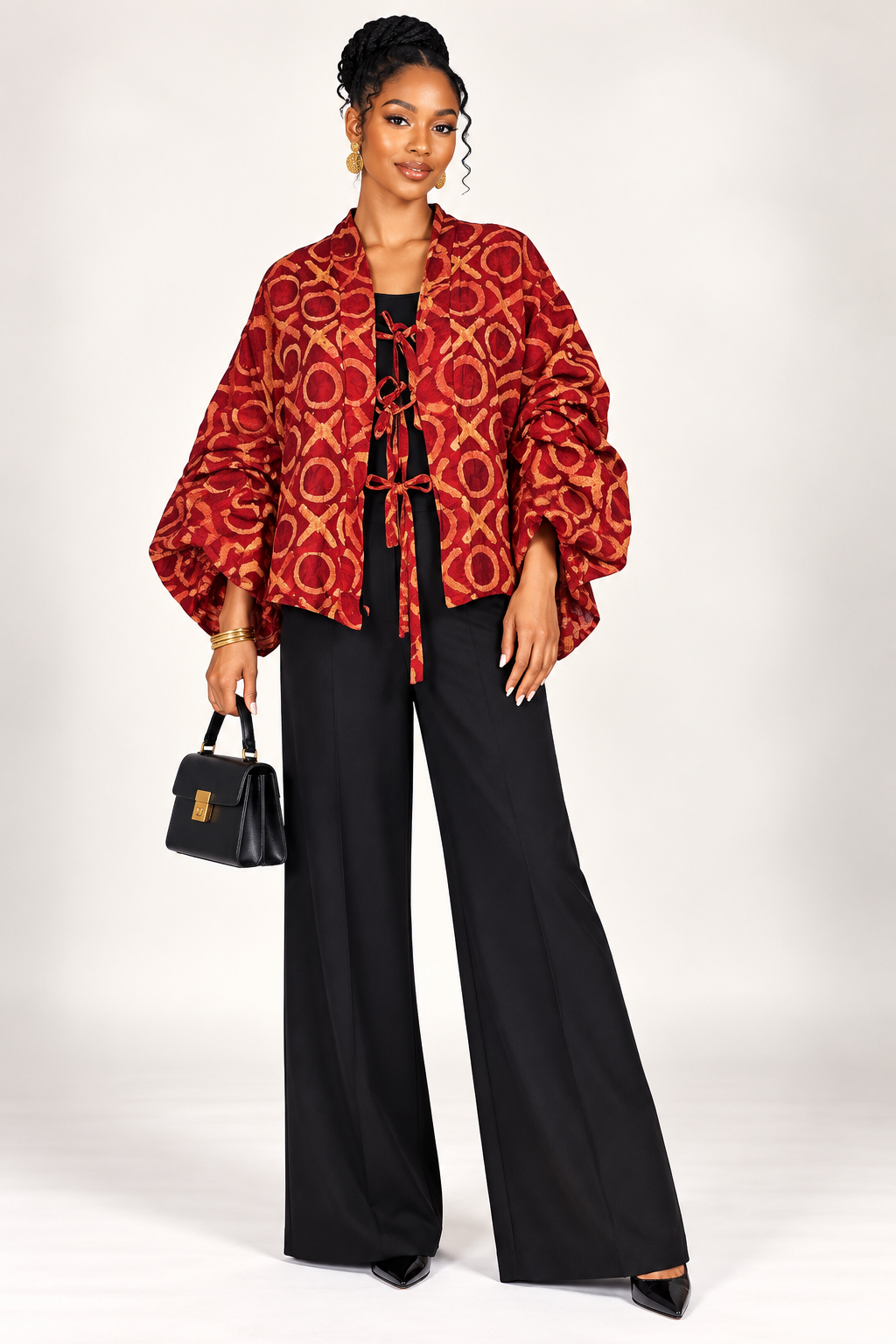 **Adire Tie-Front Kimono Top | Agbeke Style