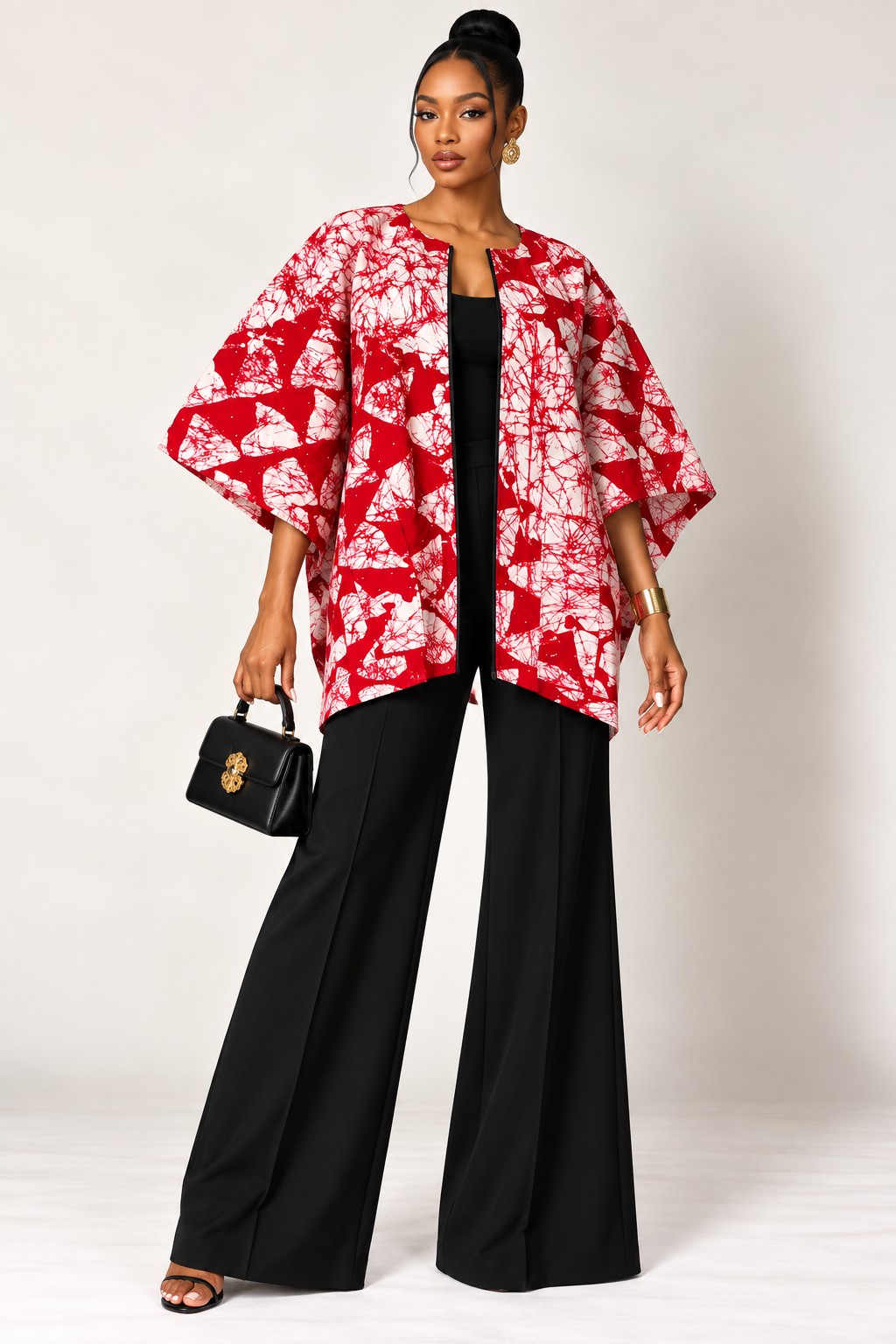 **Ankara Front-Zip Cape Top | African Print Blouse | Agbeke Style