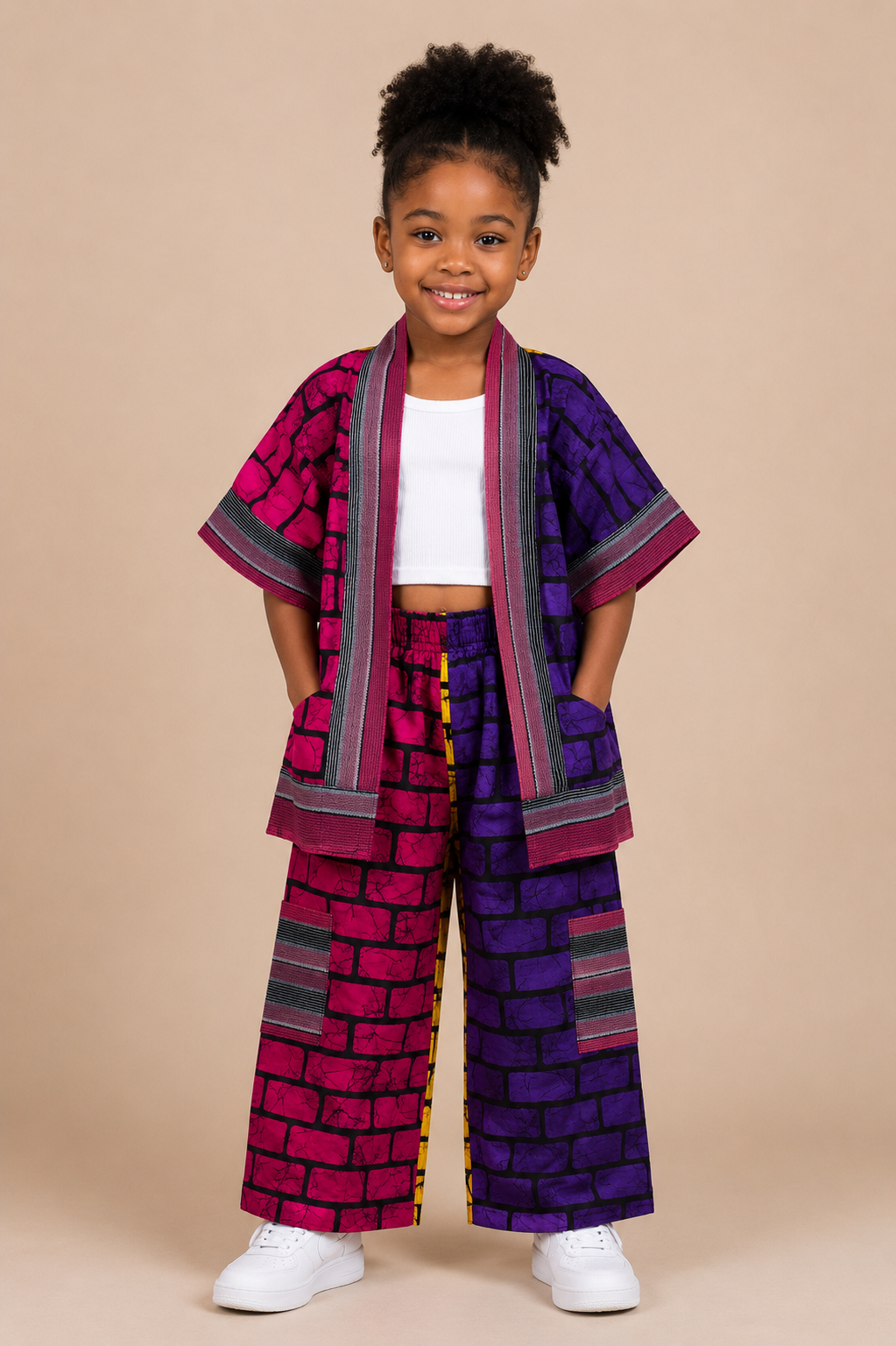 Ankara Kimono & Wide-Leg Pants Set | African Print Kids' Set | Agbeke Style