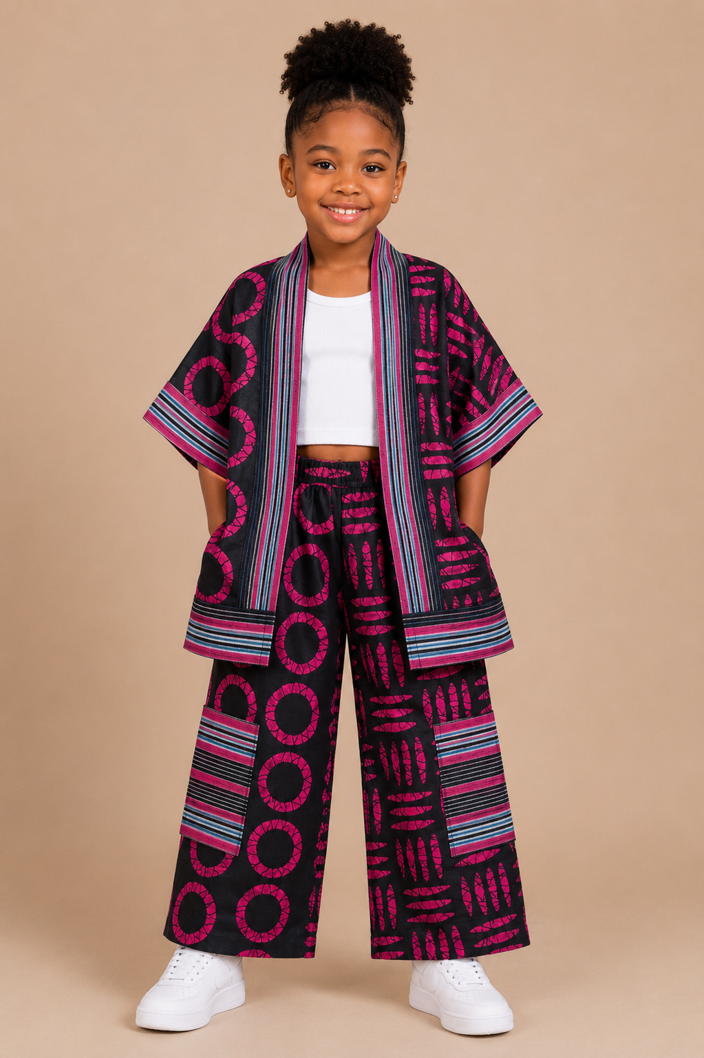 Ankara Kimono & Wide-Leg Pants Set | African Print Kids' Set | Agbeke Style