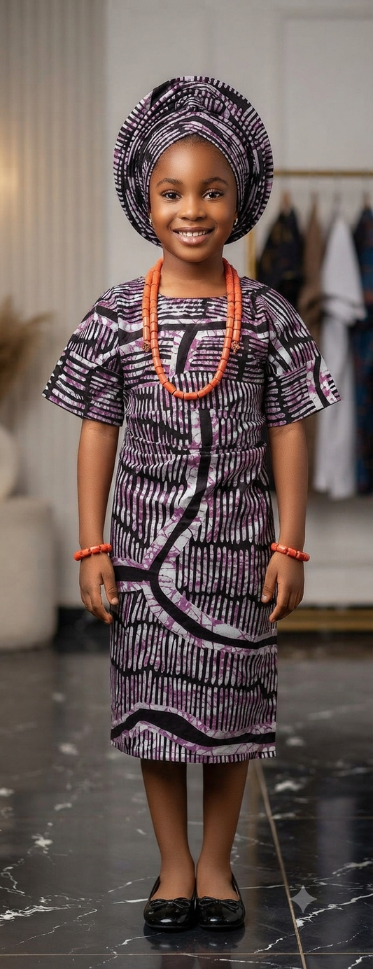 Kampala Iro & Buba Set | African Print Kids' Traditional 2-Piece | Agbeke Style
