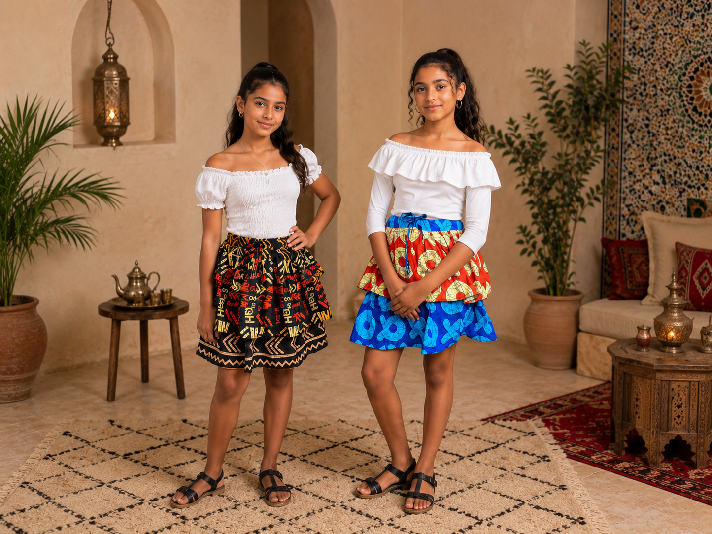 Ankara 2-Tiered Drawstring Skirt | African Print Skirt | Agbeke Style