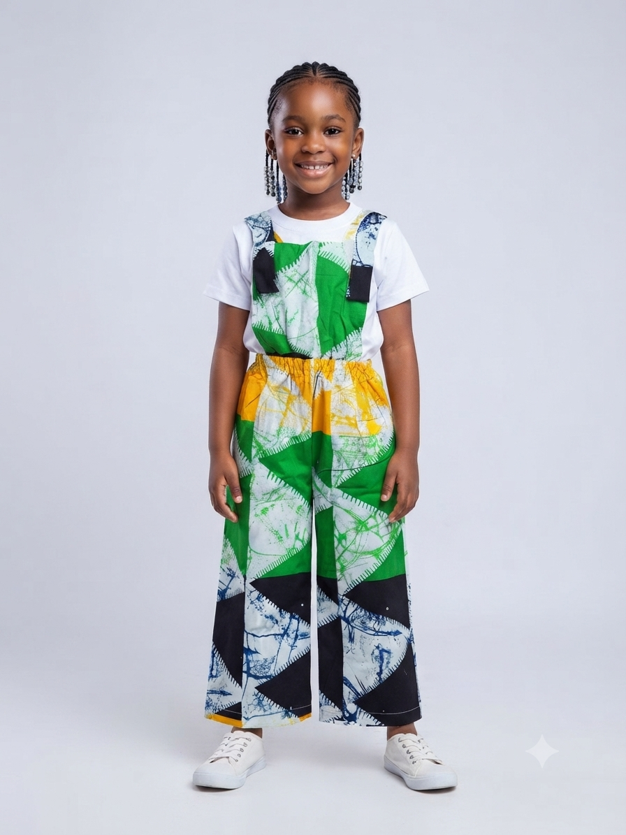 Ankara Dungaree Pants & Tee Set | African Print Kids' Set | Agbeke Style