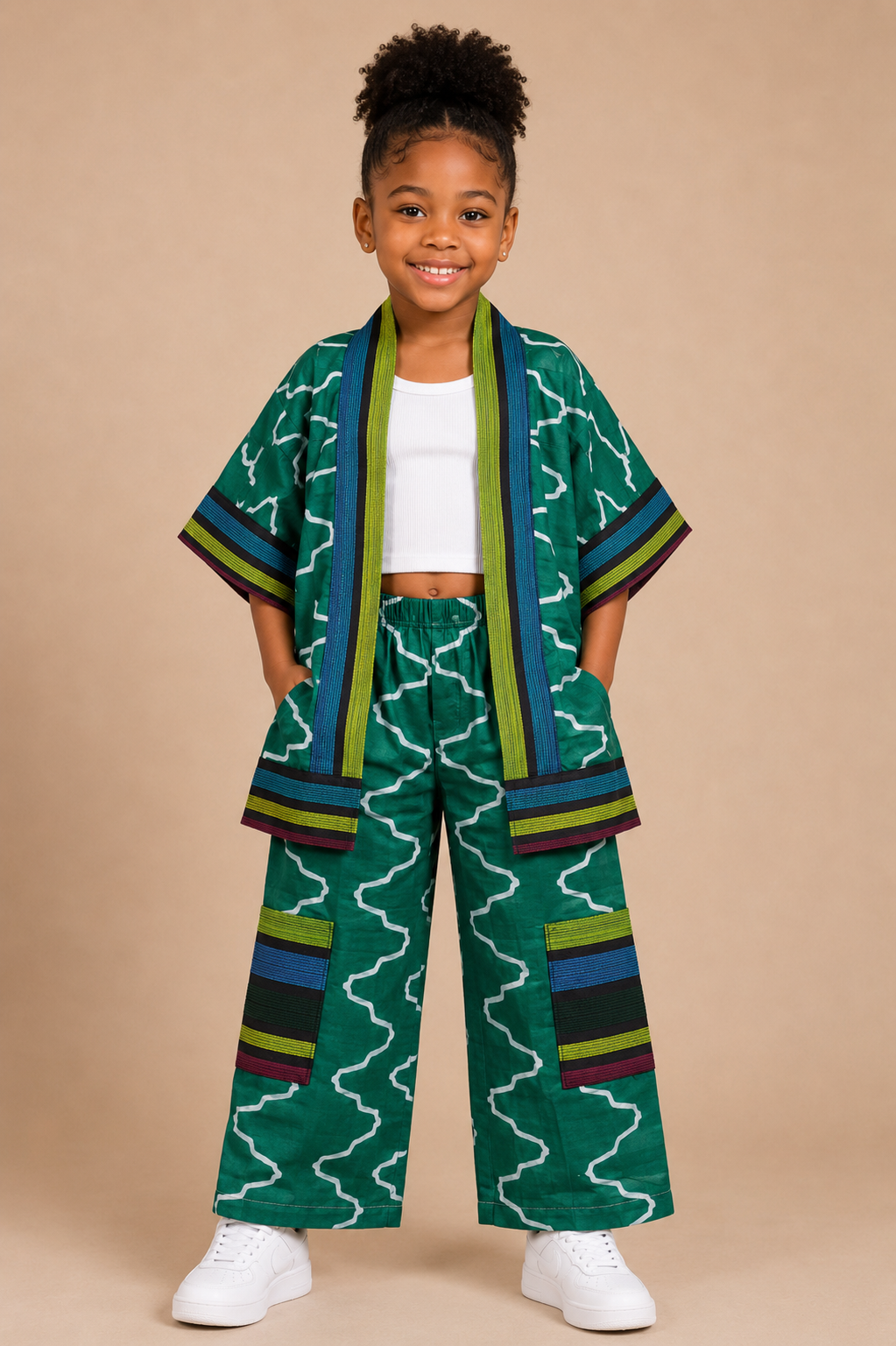 Ankara Kimono & Wide-Leg Pants Set | African Print Kids' Set | Agbeke Style