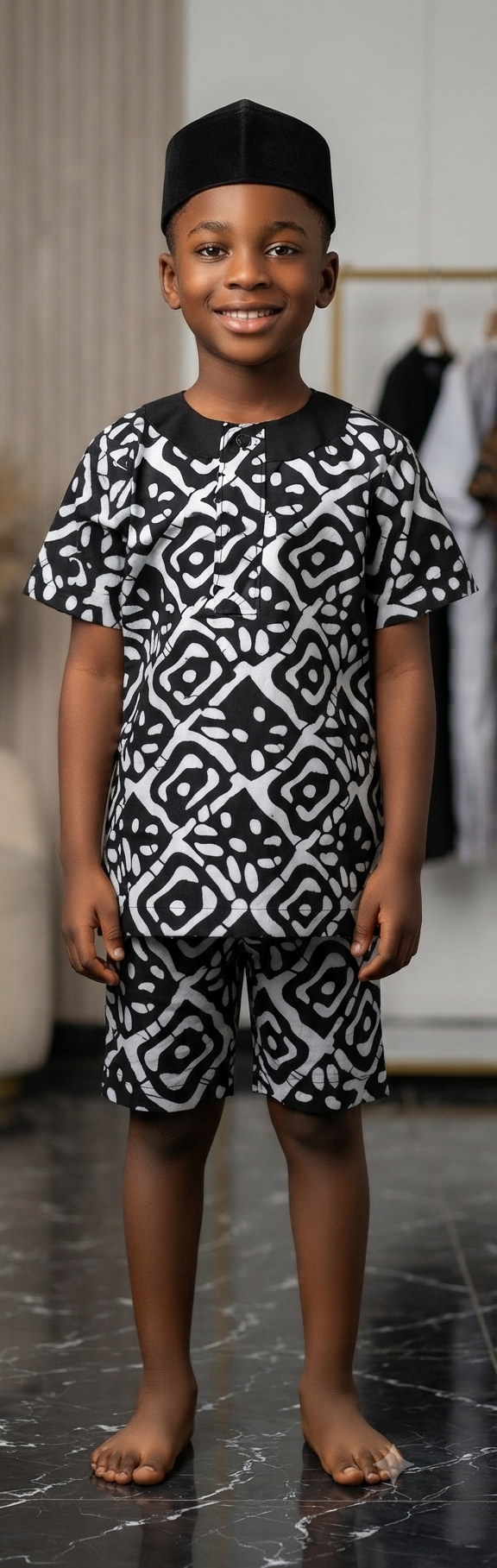 Kampala Top & Shorts Kids Set | African Print Boys' 2-Piece | Agbeke Style