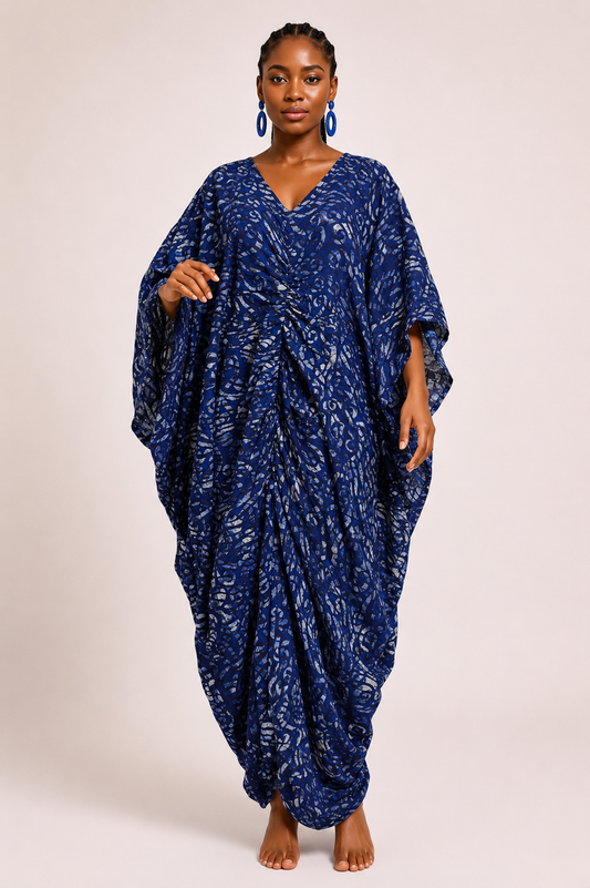 Adire Bubble Midi Dress | African Print | Agbeke Style