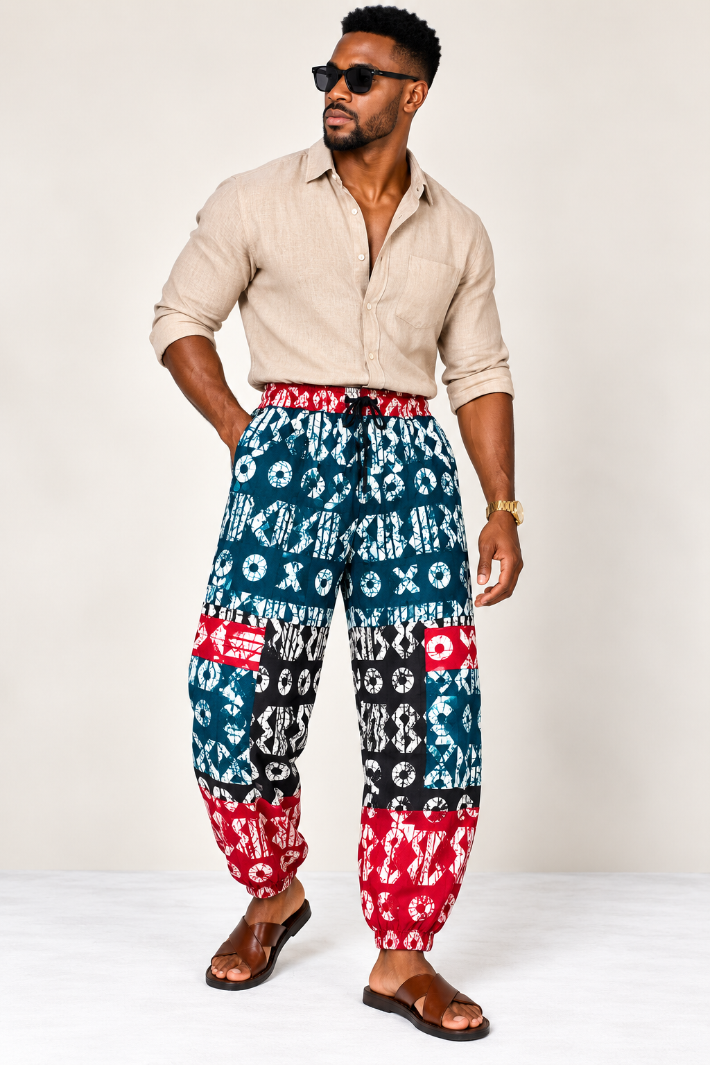 **Tapered Cargo Joggers | Men's African Print Pants | Agbeke Style