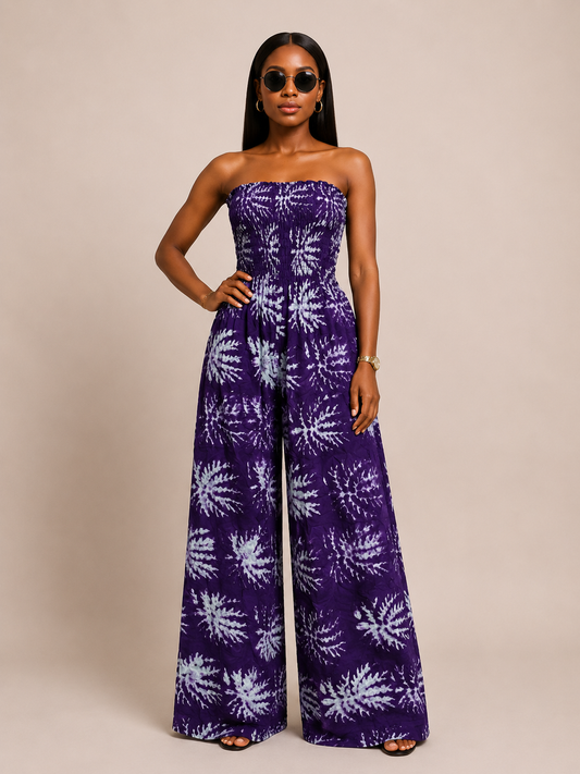 Ankara Smocked Strapless Jumpsuit | African Print Jumpsuit | Agbeke Style