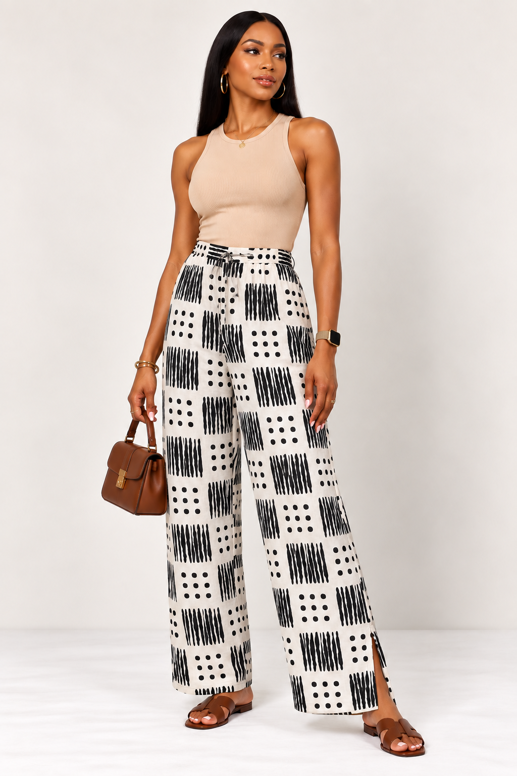 Slitted Wide-Leg Drawstring Trousers | Men's African Print Pants | Agbeke Style