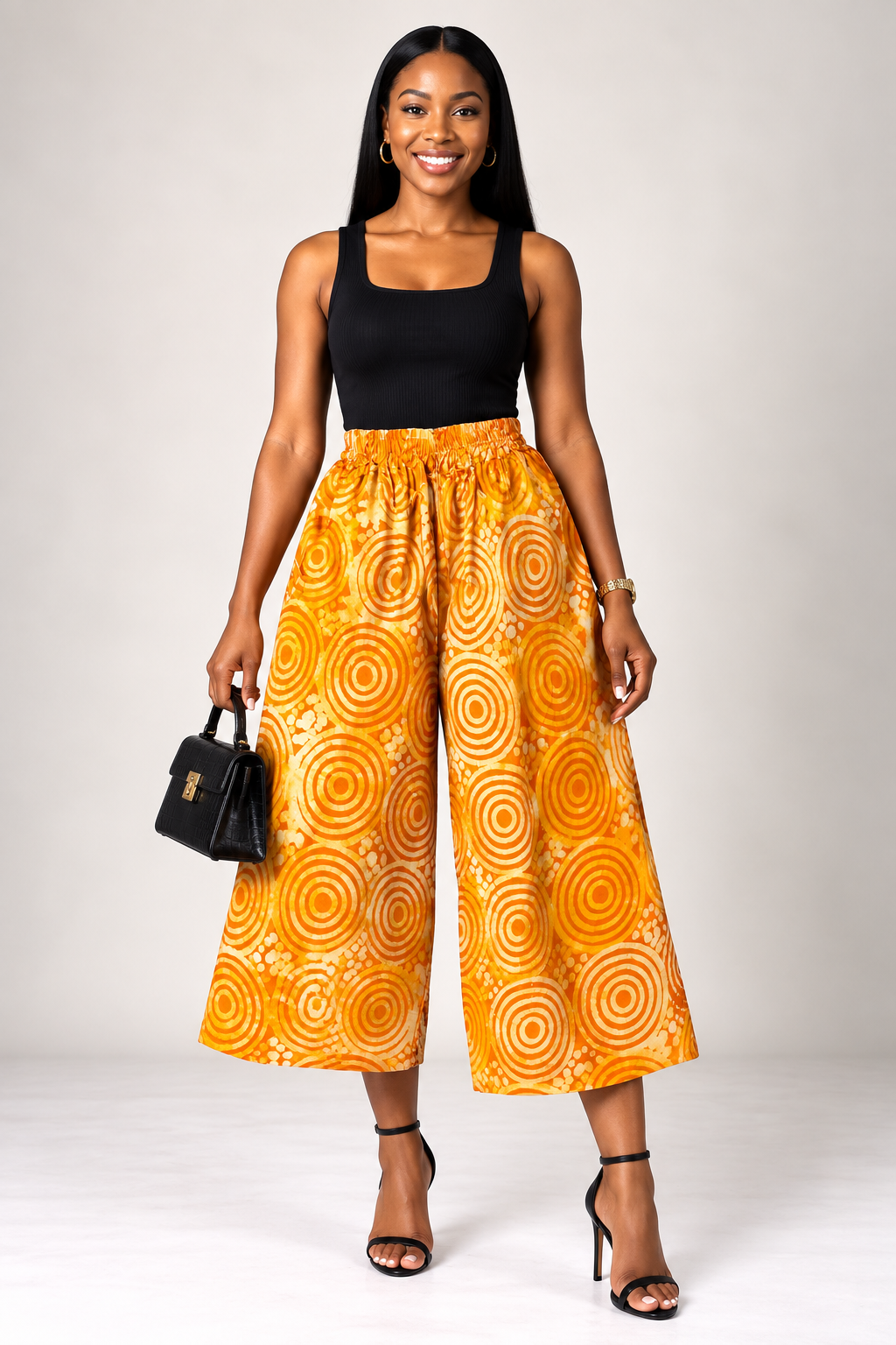 **Adire Wide-Leg Culotte Pants | Agbeke Style