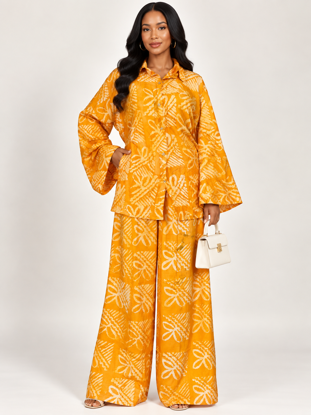 *Adire Shirt & Palazzo Pants Set | African Print Co-ord | Agbeke Style